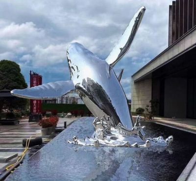鏡面不銹鋼鯨魚雕塑