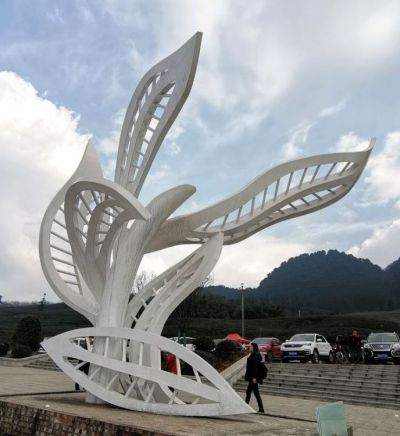 不銹鋼茶葉茶樹景觀雕塑