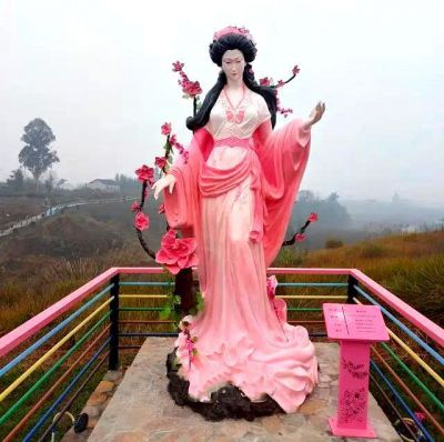 玻璃鋼彩繪十二花神古代美女人物雕塑